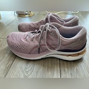 ASICS Gel Kayano 28, pink and burgundy